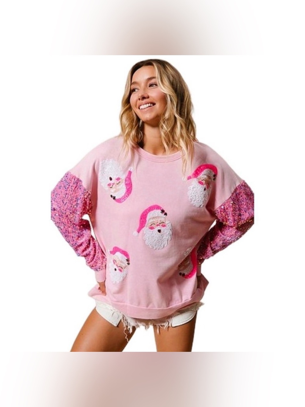 Pink Christmas Santa Crewneck